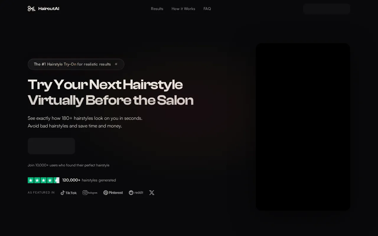 HaircutAI: Try On 90+ Hairstyles — preview screenshot