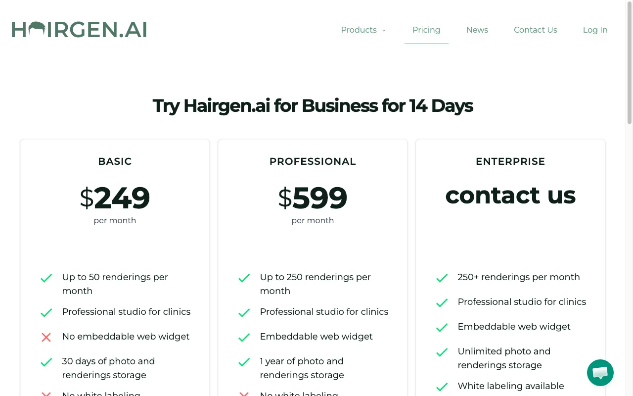 Hairgen AI — pricing page