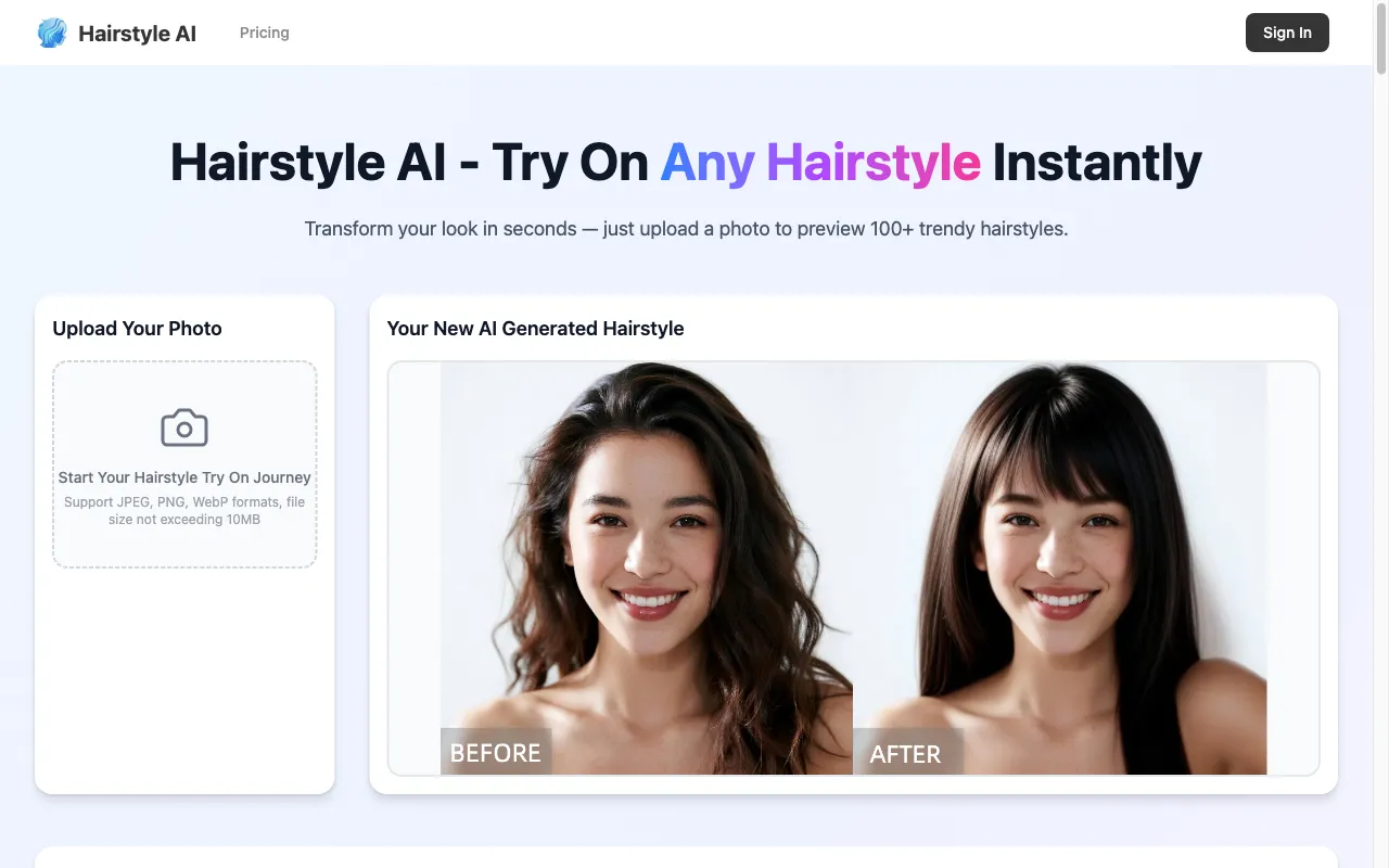 Hairstyle AI — preview screenshot