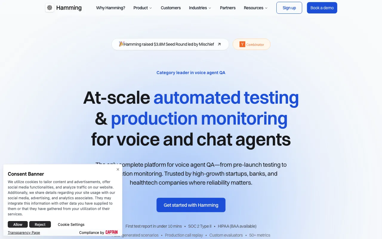Hamming AI (YC S24) — preview screenshot