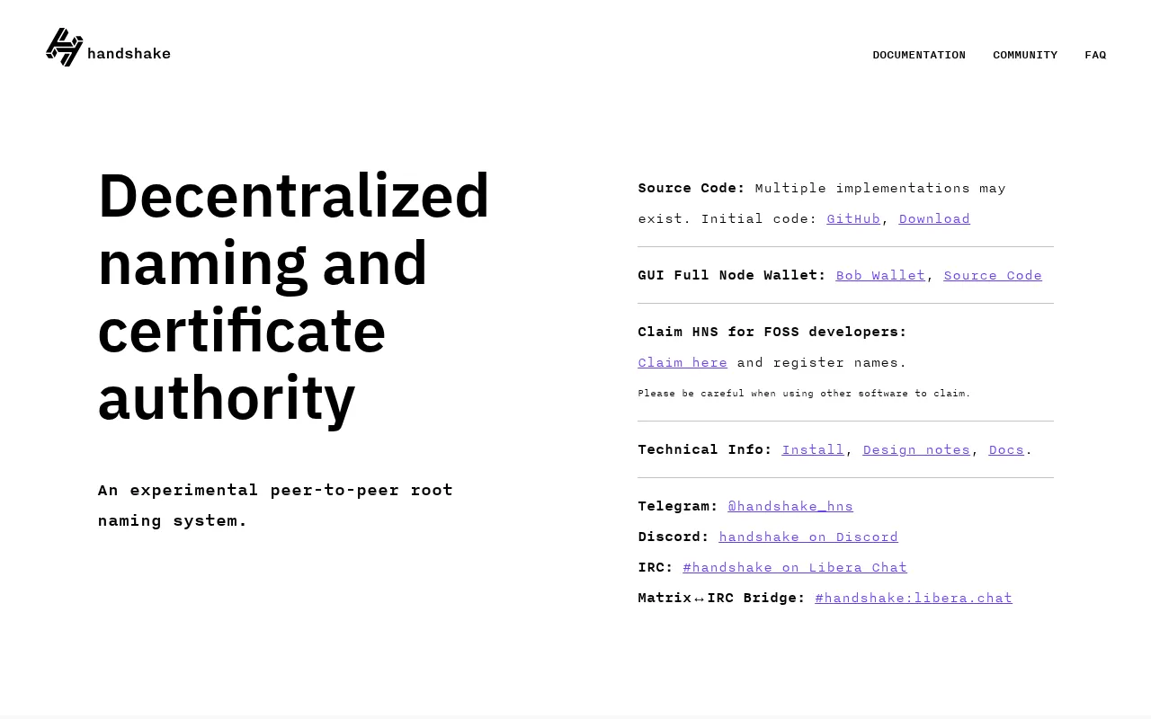 handshake.org — preview screenshot