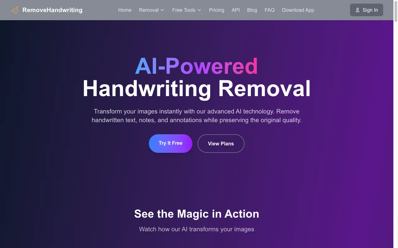 RemoveHandwriting — preview screenshot