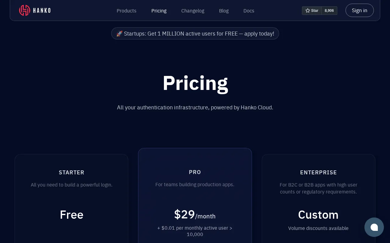 Hanko — pricing page