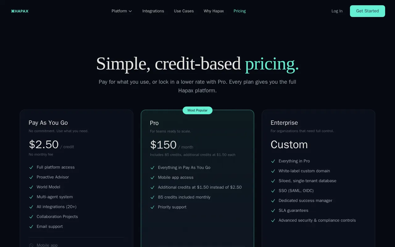 Hapax — pricing page