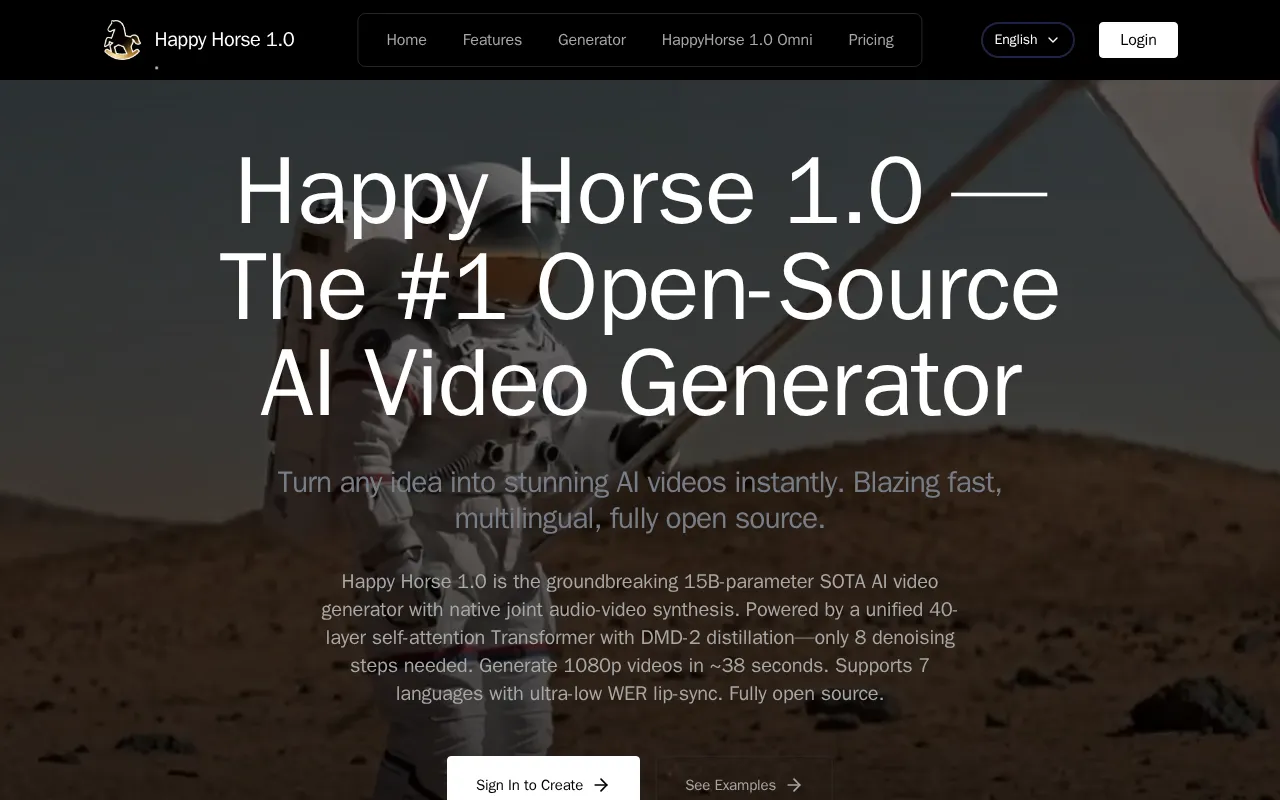 Happy Horse-1.0 AI — preview screenshot