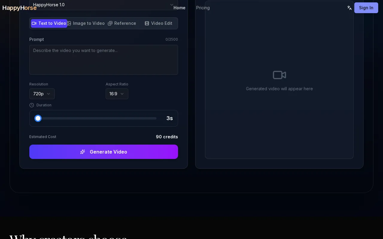 Happyhorse 1.0 AI — preview screenshot