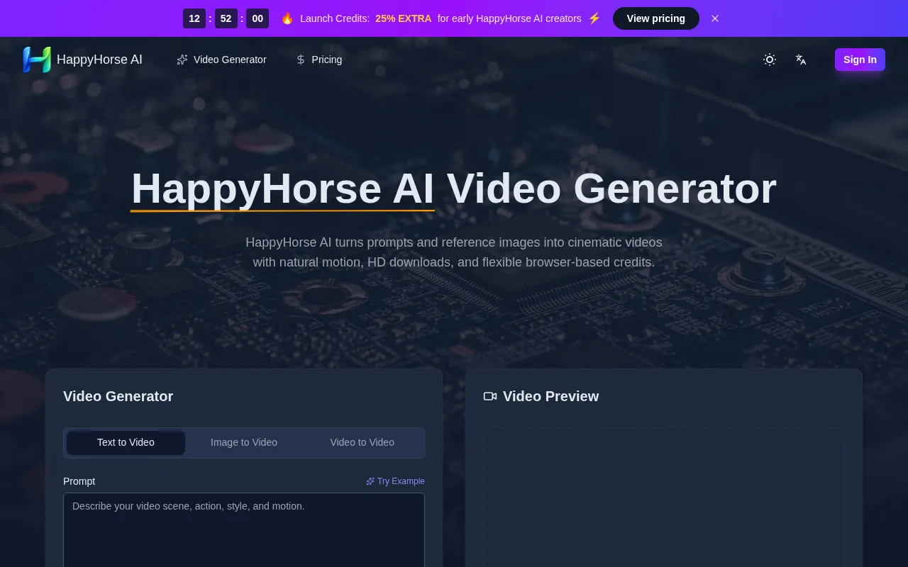 HappyHorse AI — preview screenshot