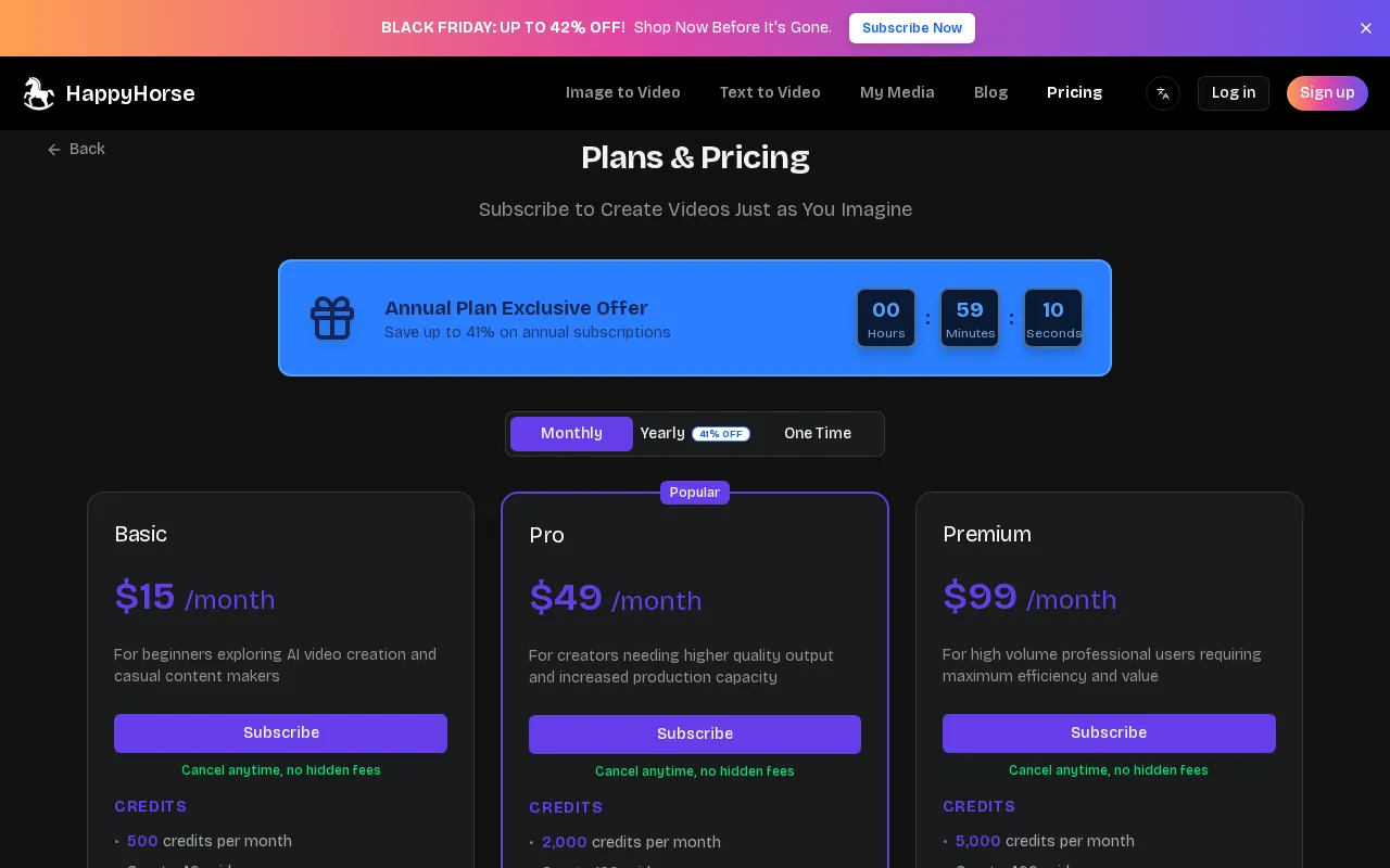 happyhorses.online — pricing page