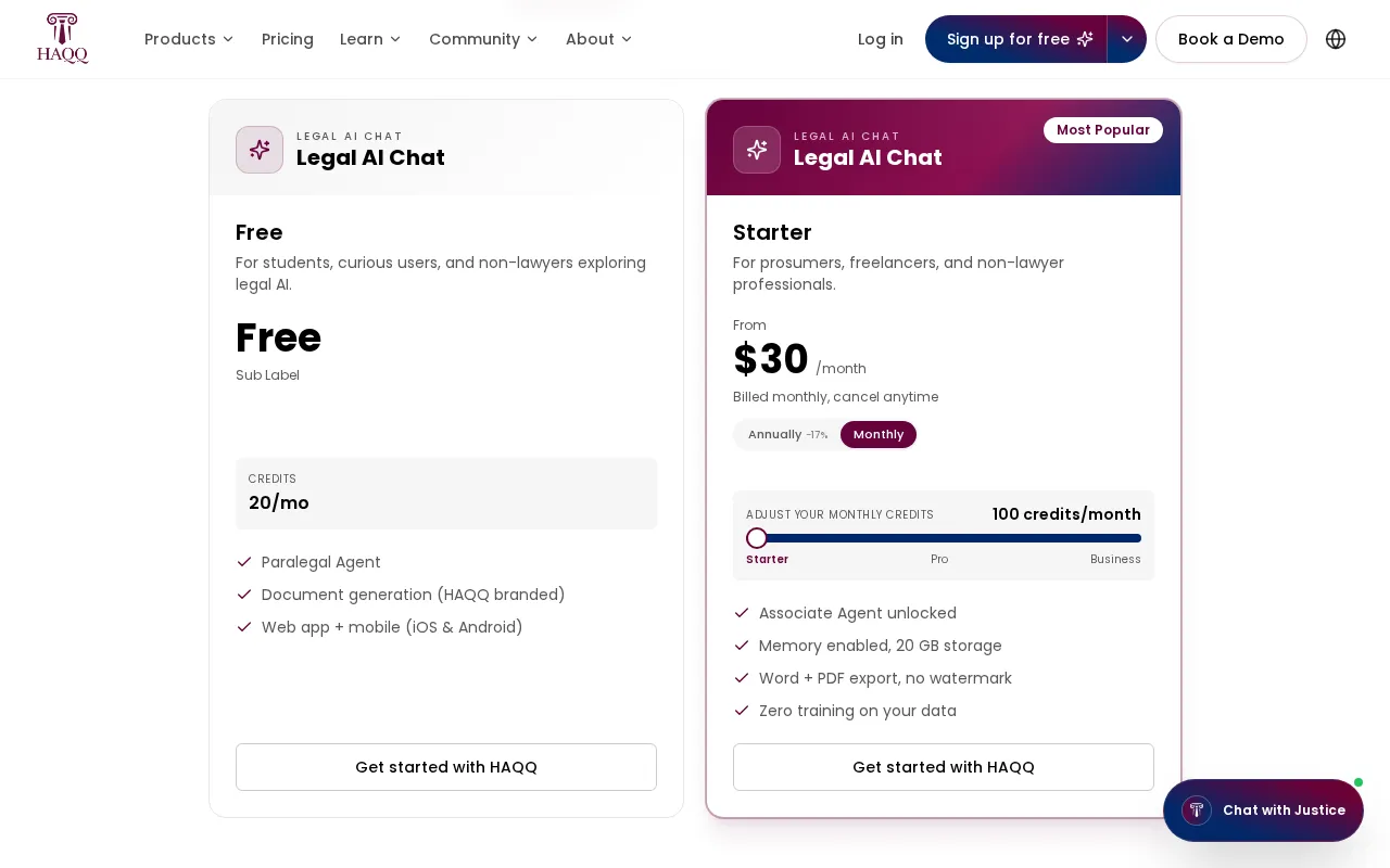 HAQQ AI — pricing page