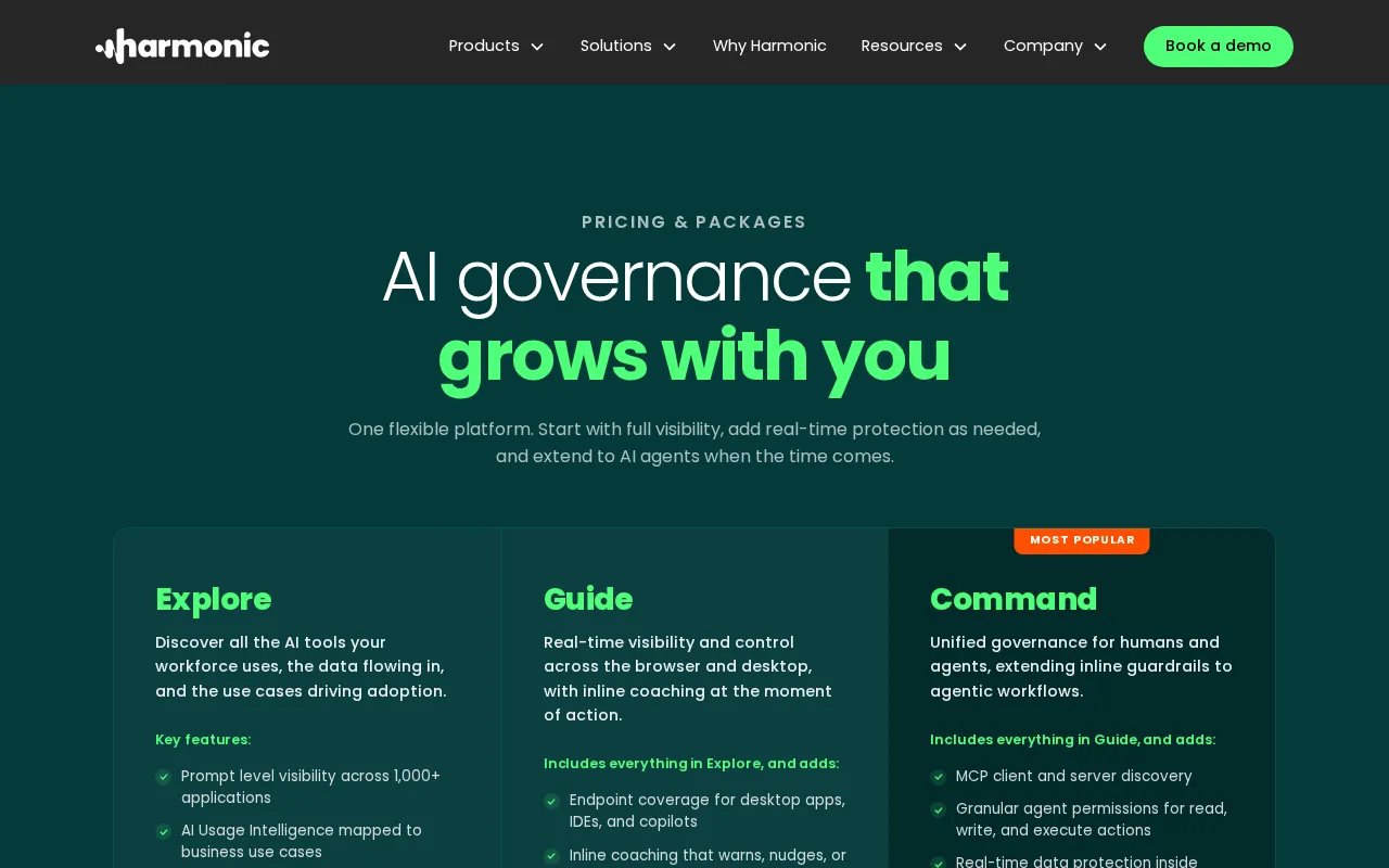 Harmonic Security — pricing page