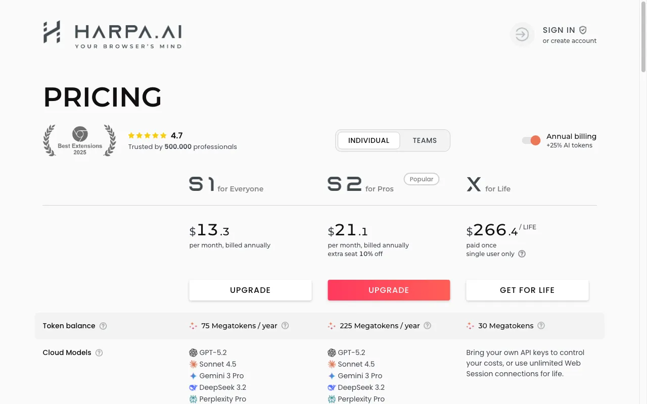 Harpa.ai — pricing page
