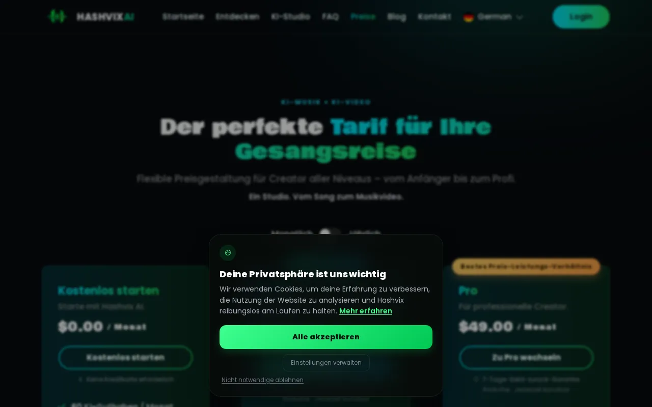 Hashvix — pricing page