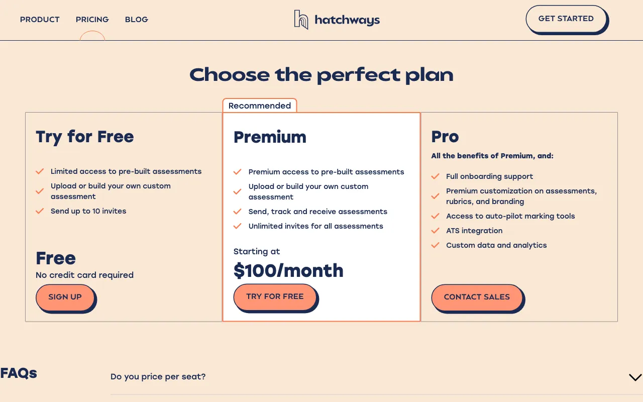 Hatchways 2.0 — pricing page