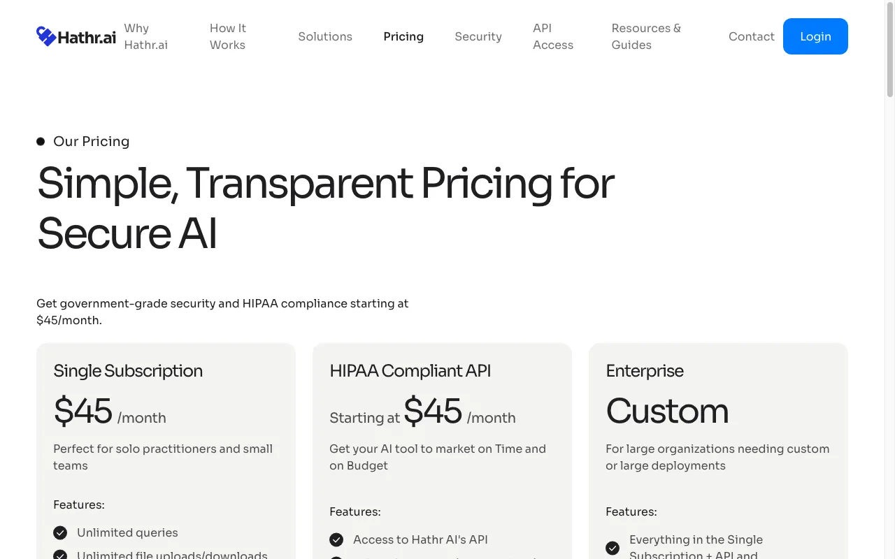 Hathr AI — pricing page