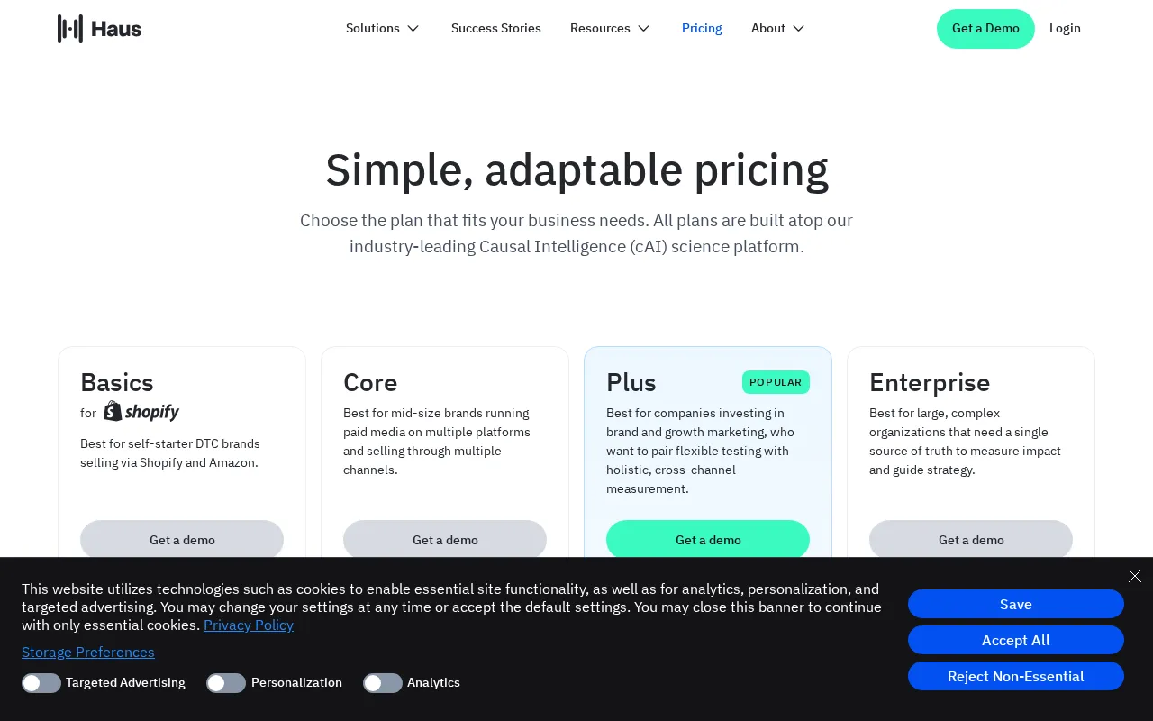 Haus — pricing page