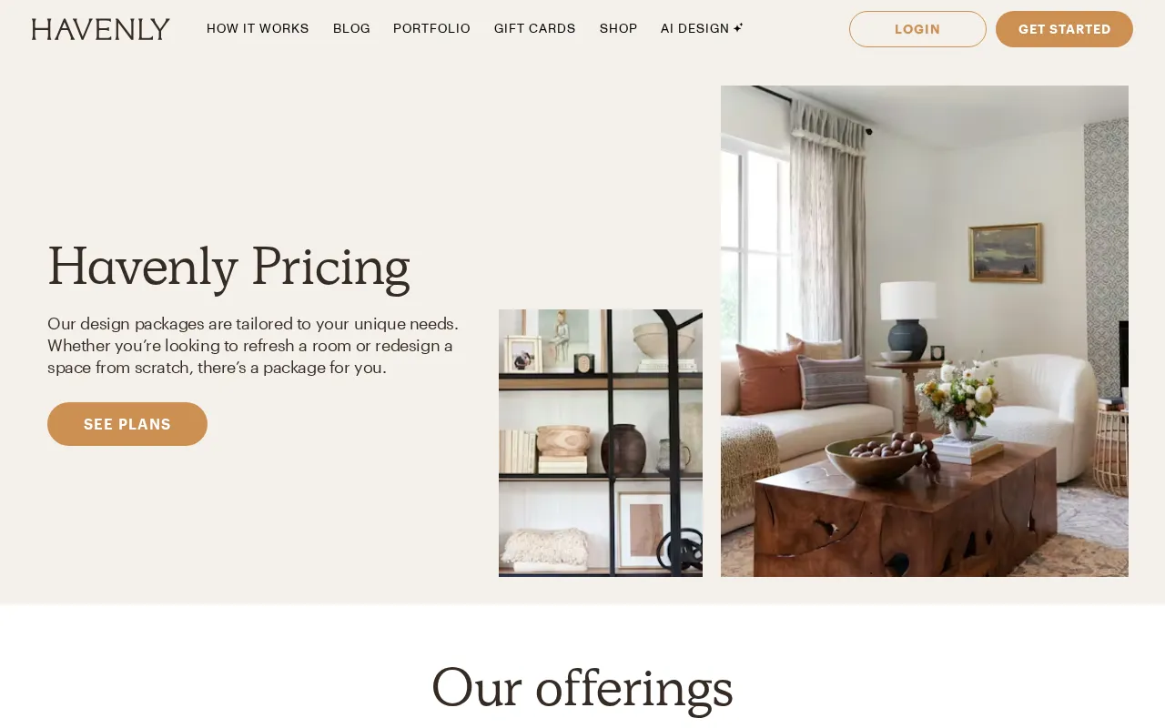 Havenly AI — pricing page