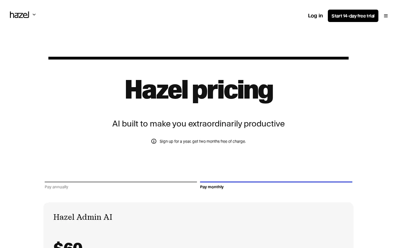 Hazel — pricing page