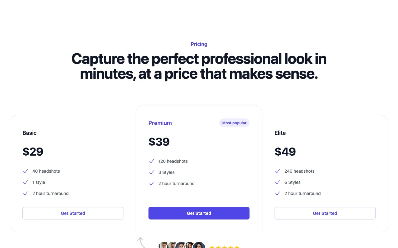 get-headshot.com — pricing page