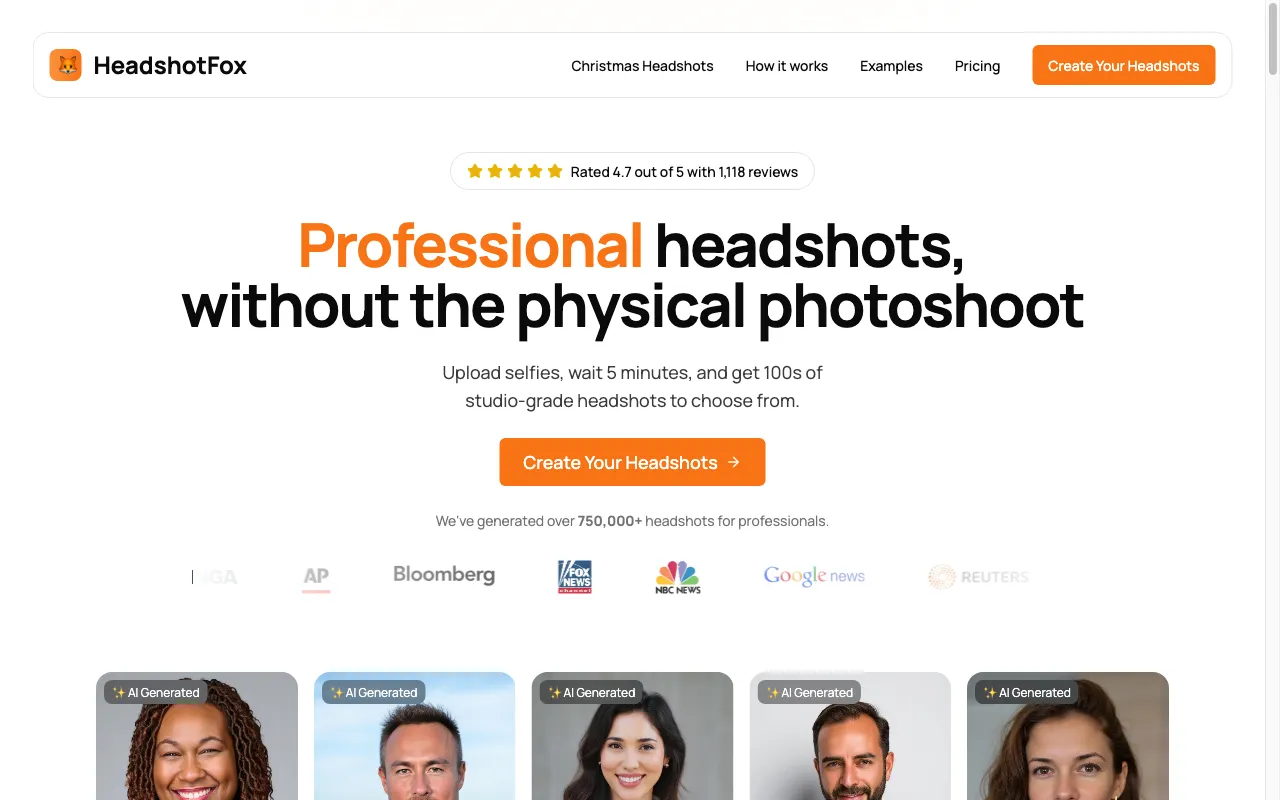 HeadshotFox — preview screenshot