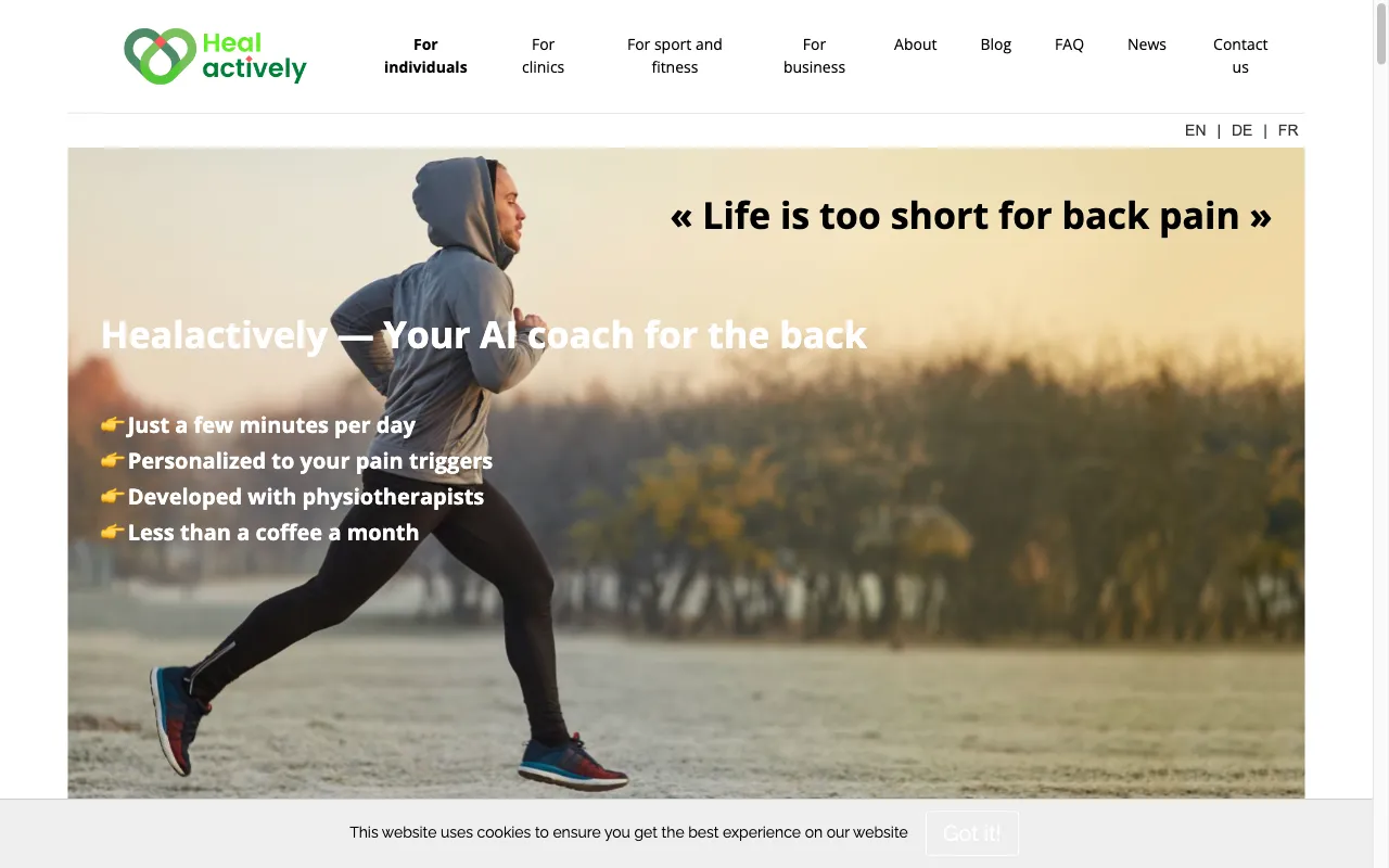 Healactively back wellness app — preview screenshot