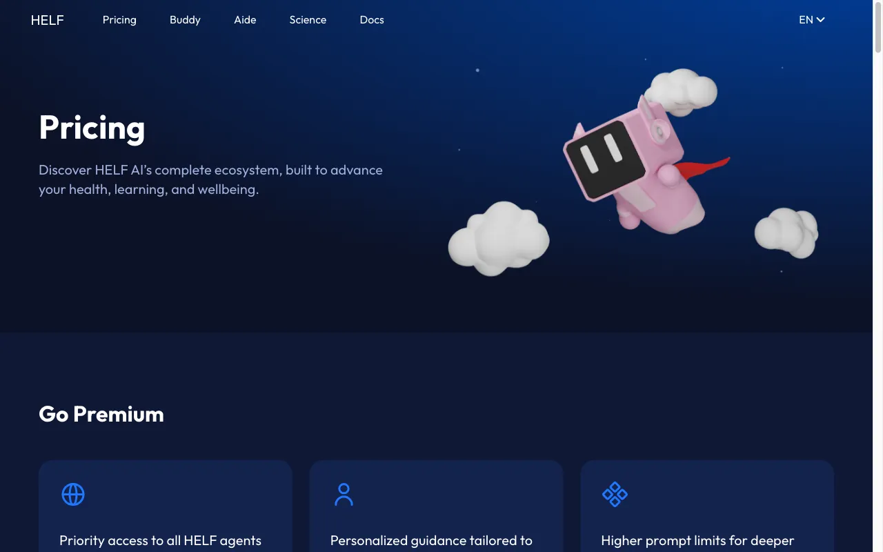 Health Expert Language Framework (HELF) — pricing page