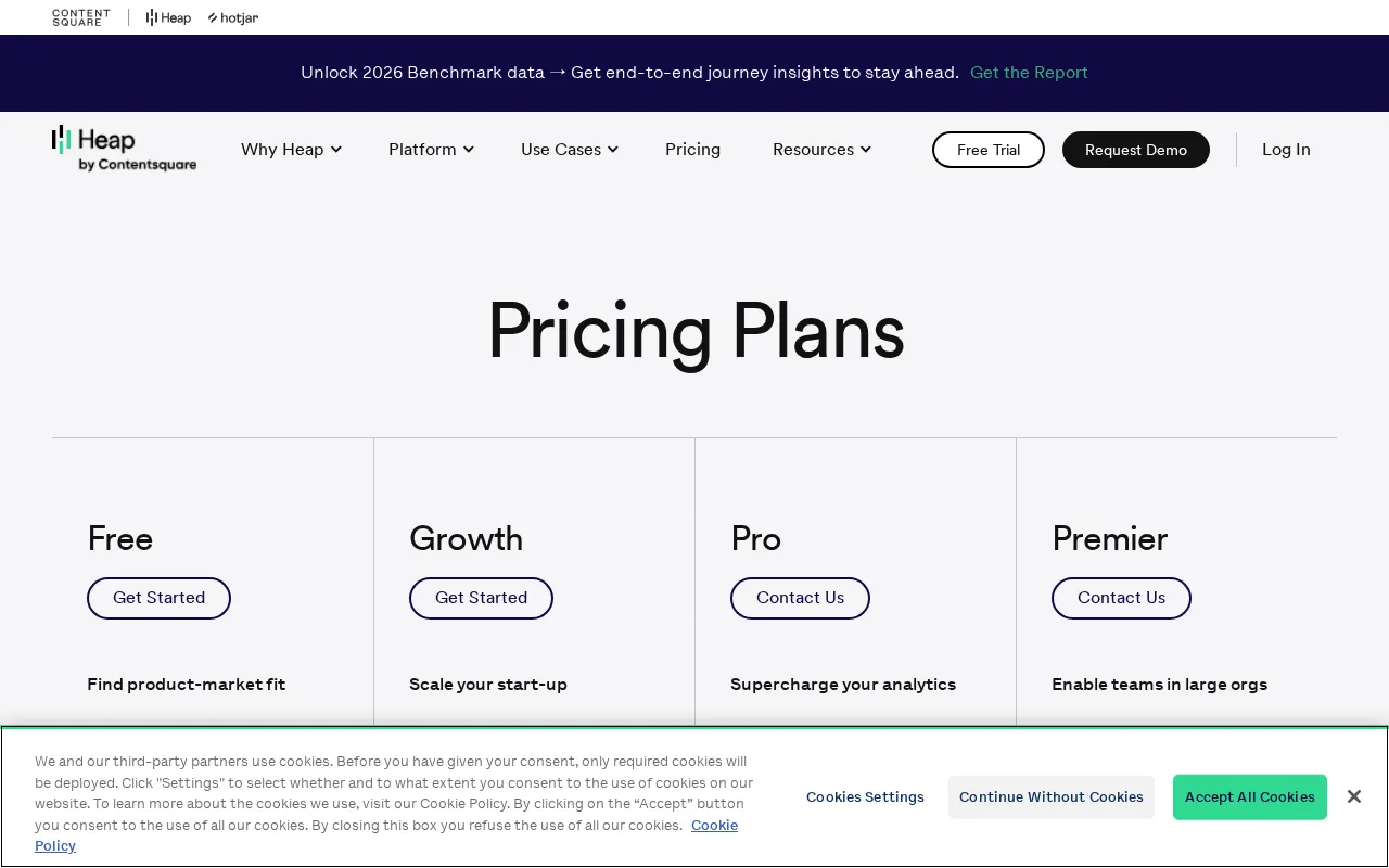 Heap — pricing page