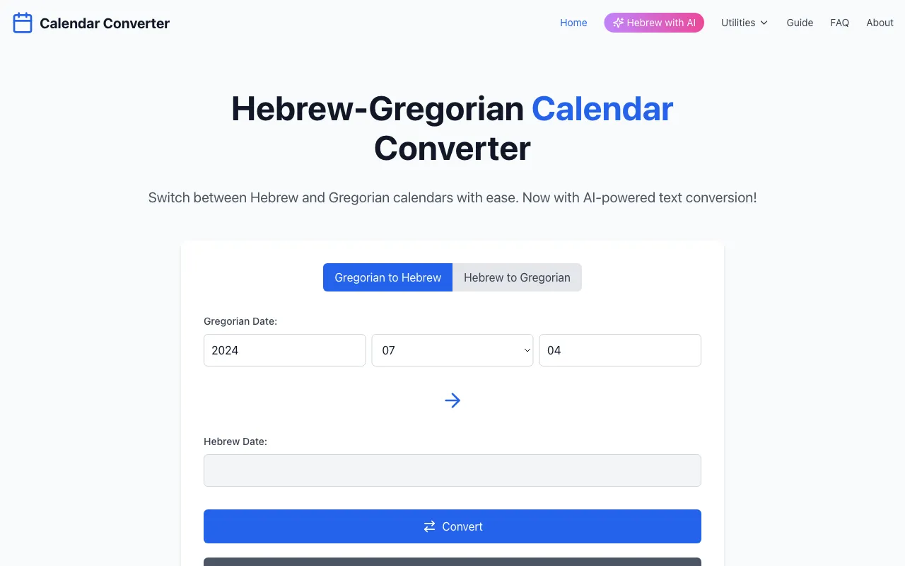 Hebrew Calendar with AI — preview screenshot