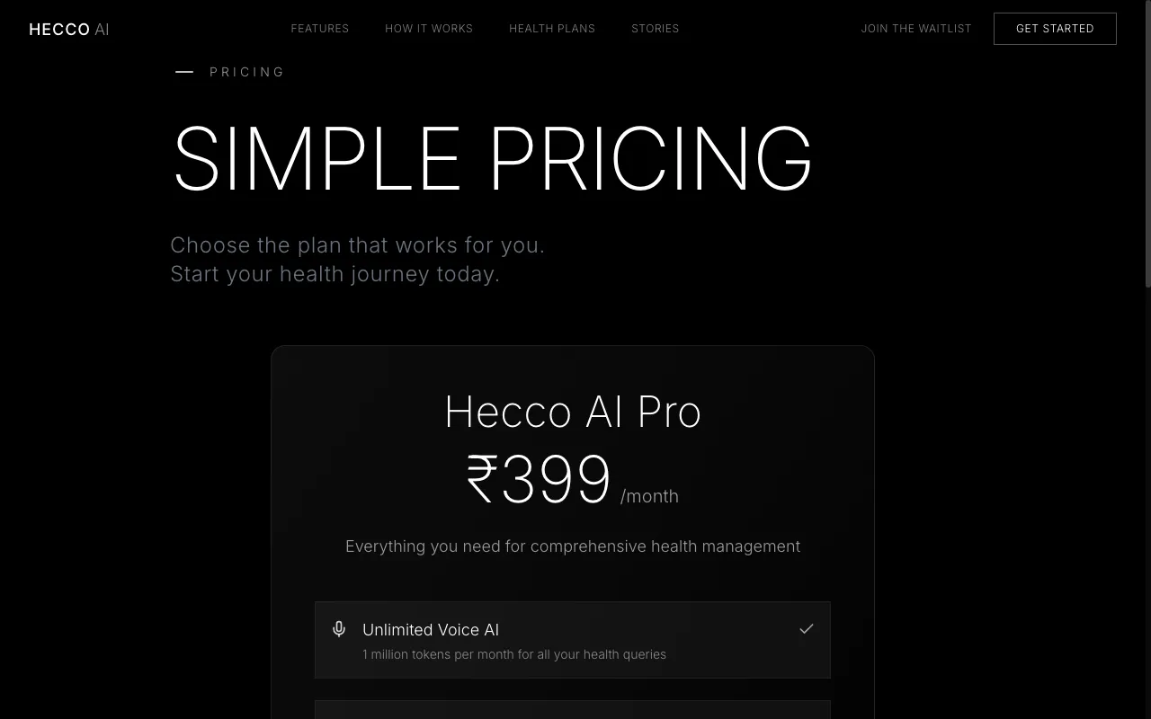 Hecco AI — pricing page