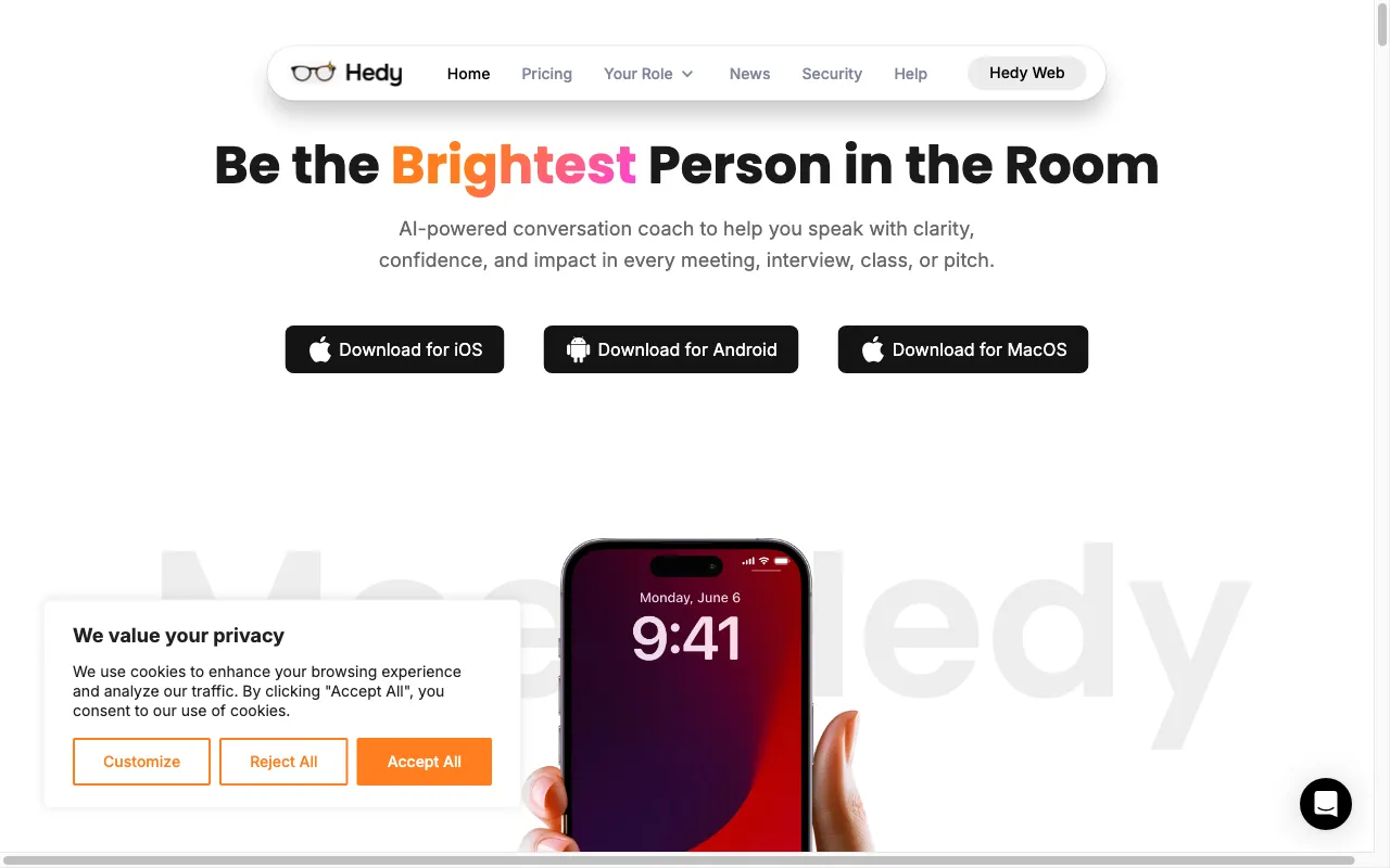 Hedy 2.0 MacOS App — preview screenshot