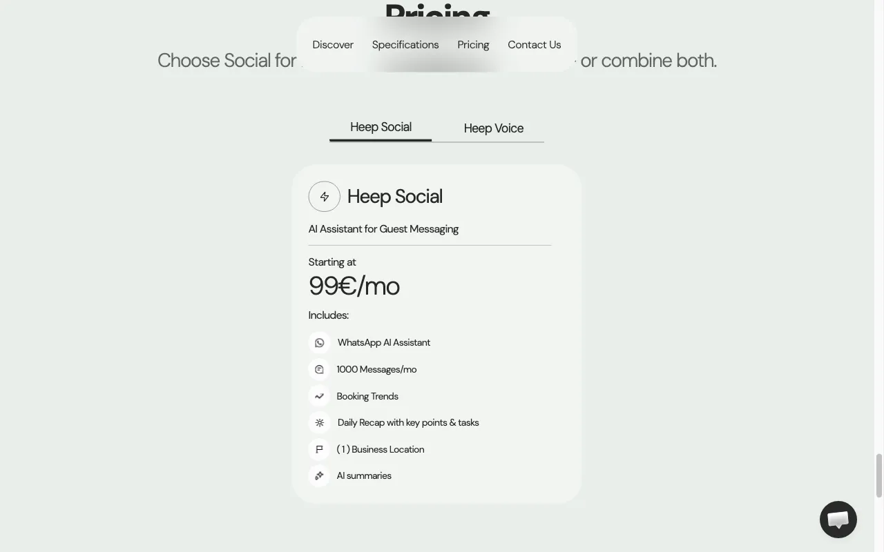 Heep AI — pricing page