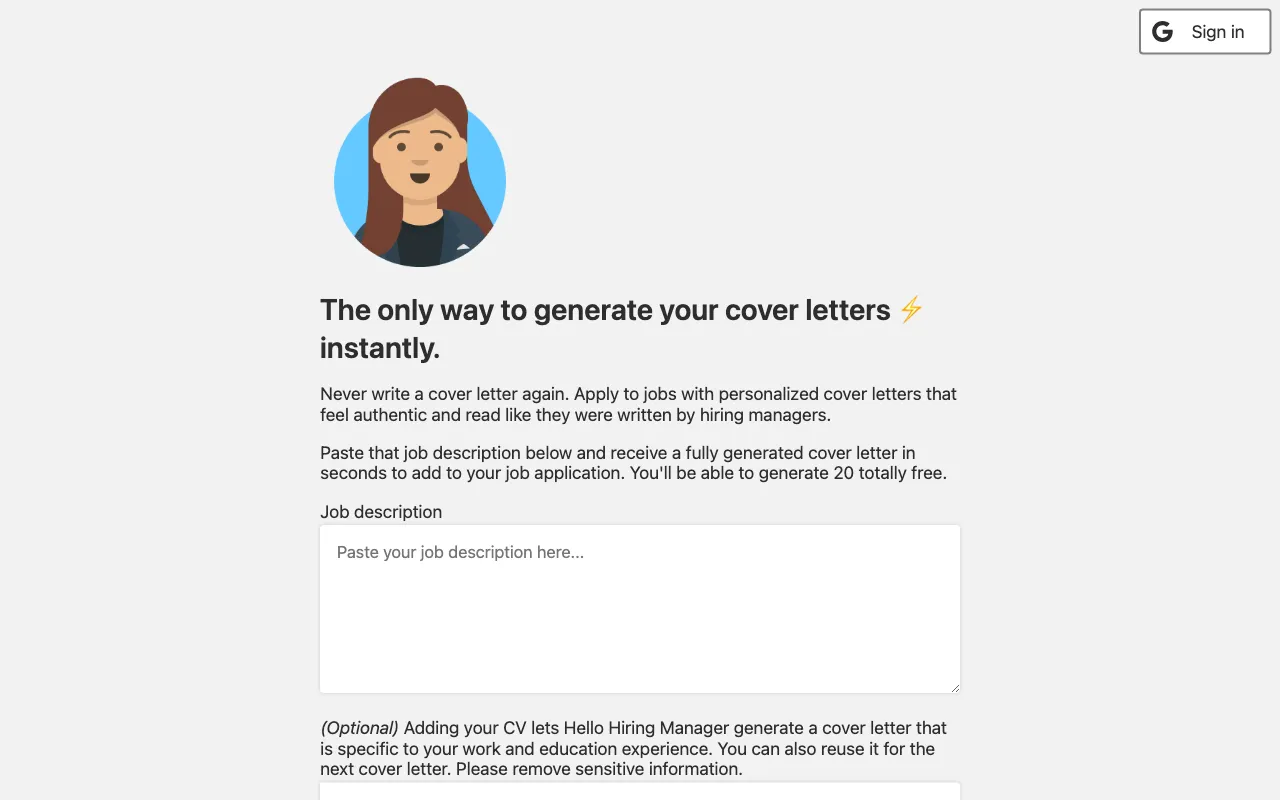 Hello Hiring Manager — preview screenshot