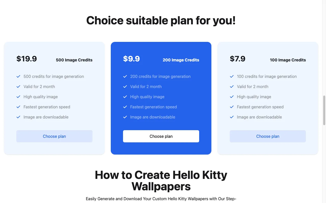 hellokittywallpaperai.com — pricing page