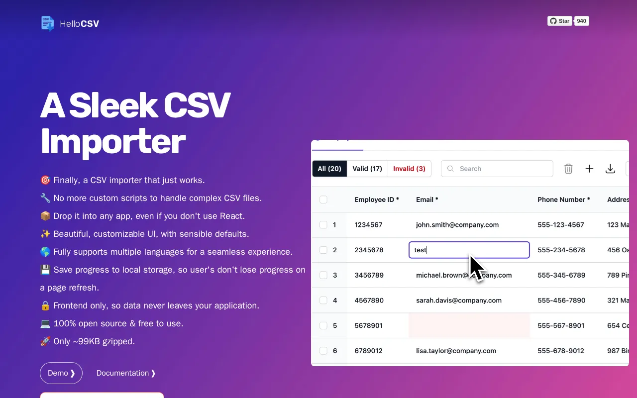 HelloCSV — preview screenshot