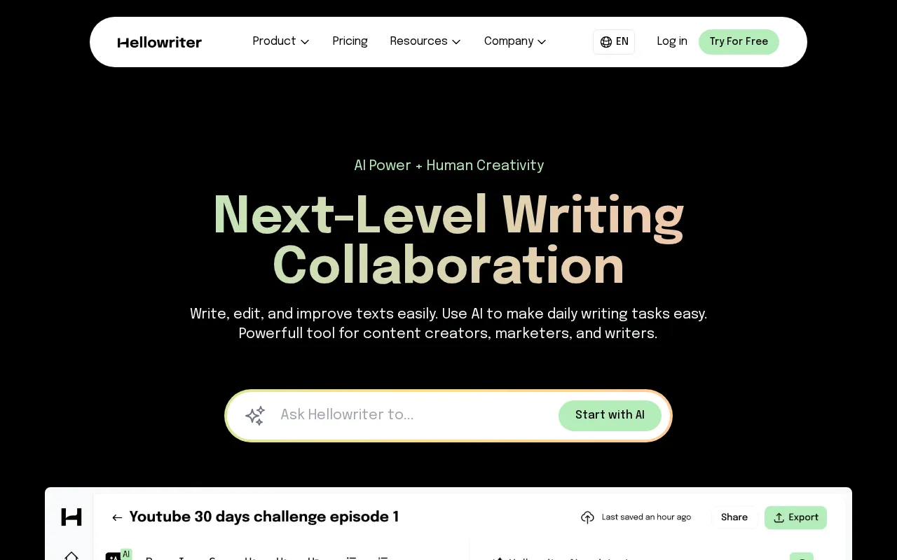 Hellowriter — preview screenshot