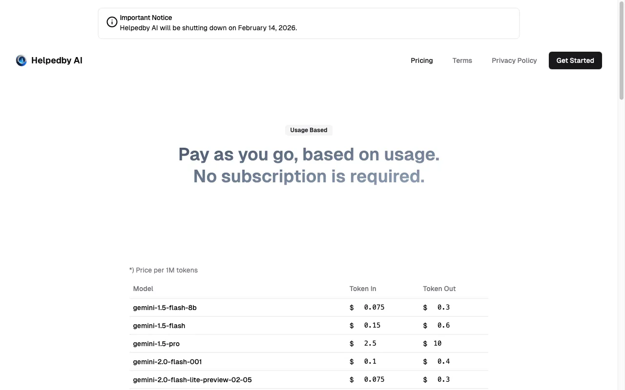 Helpedby AI — pricing page