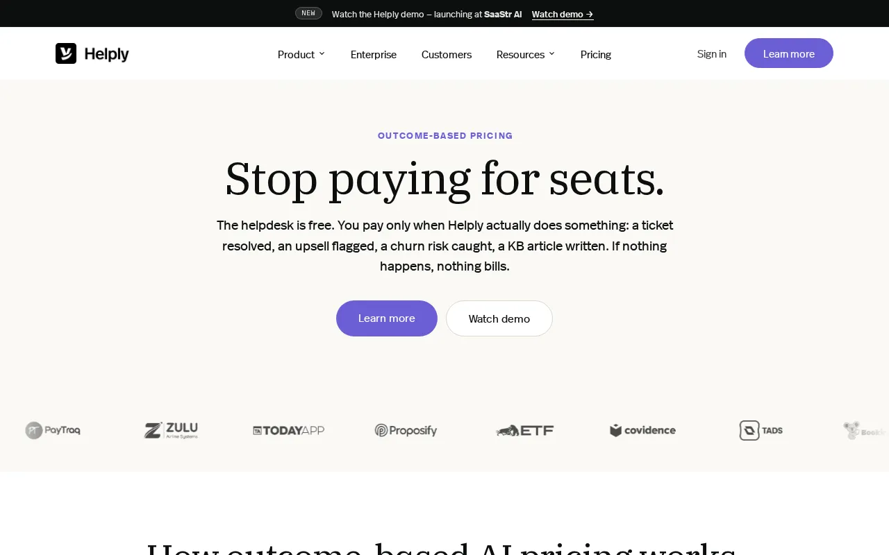Helply.com — pricing page