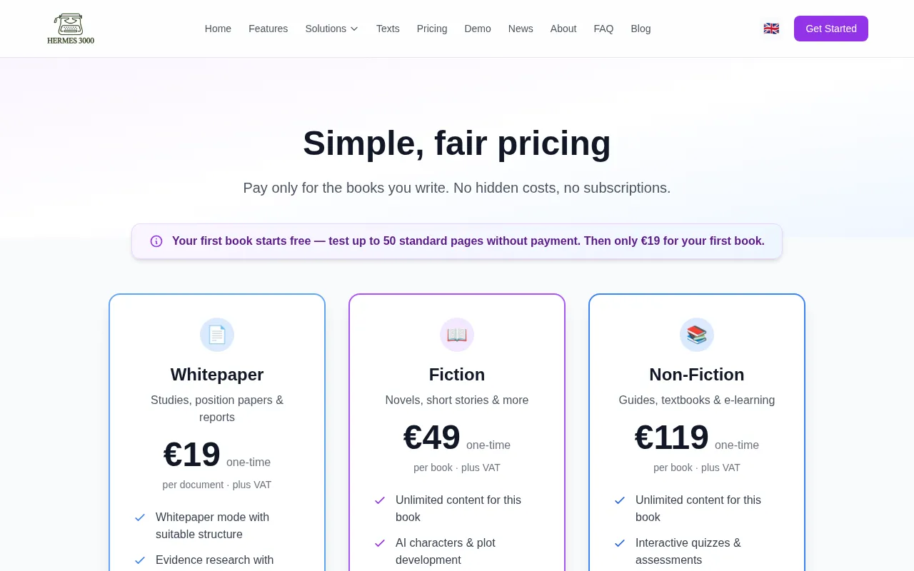 Hermes 3000 — pricing page