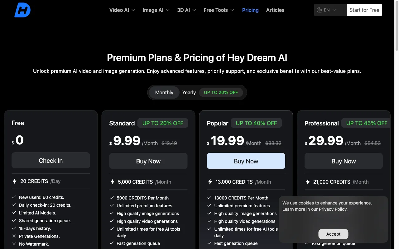 heydream.im — pricing page