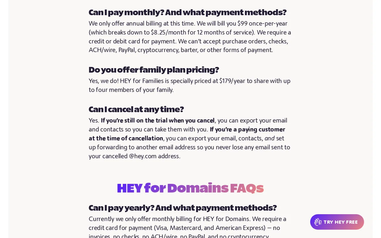 HEY — pricing page