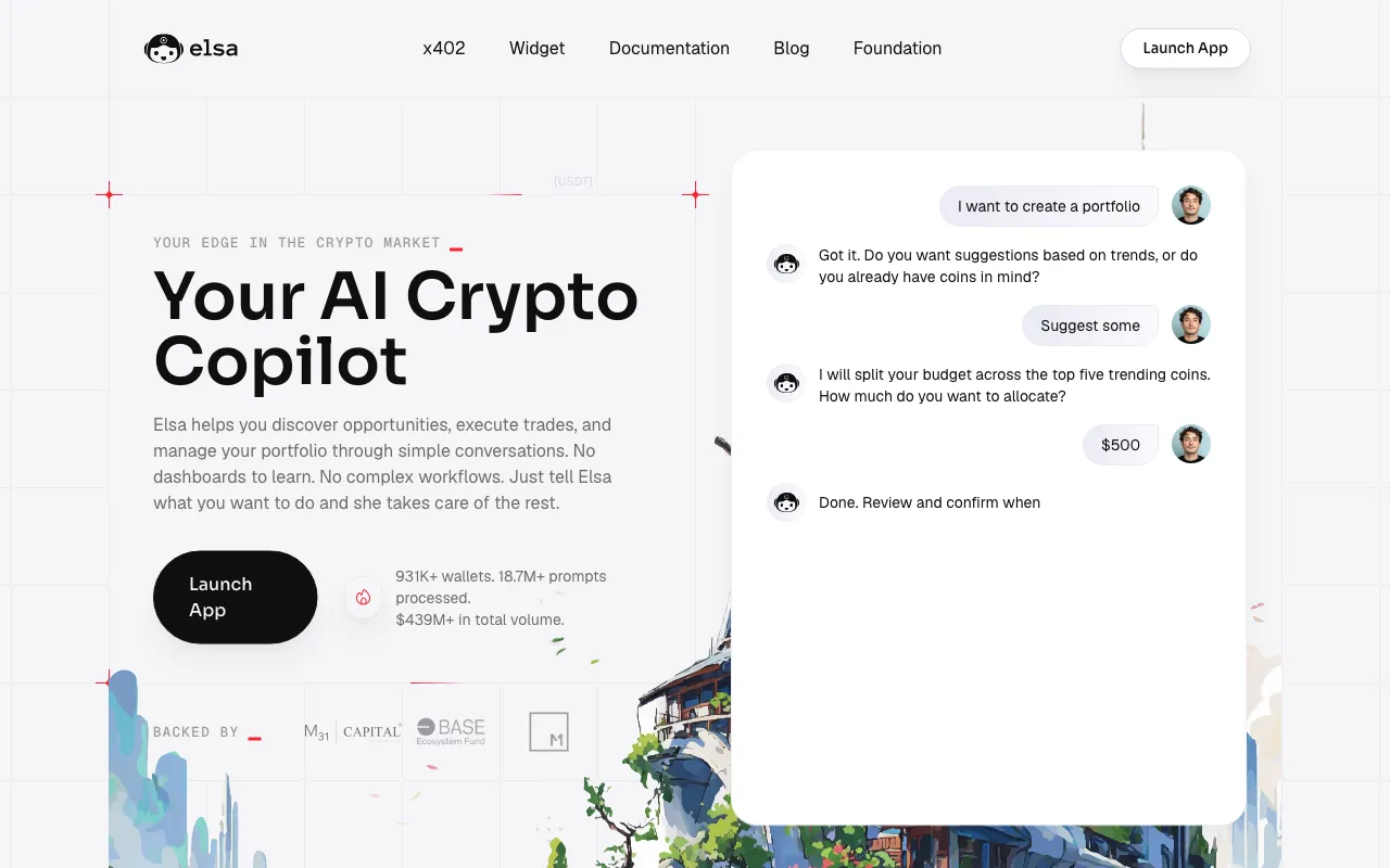 Elsa: AI Crypto Copilot — preview screenshot