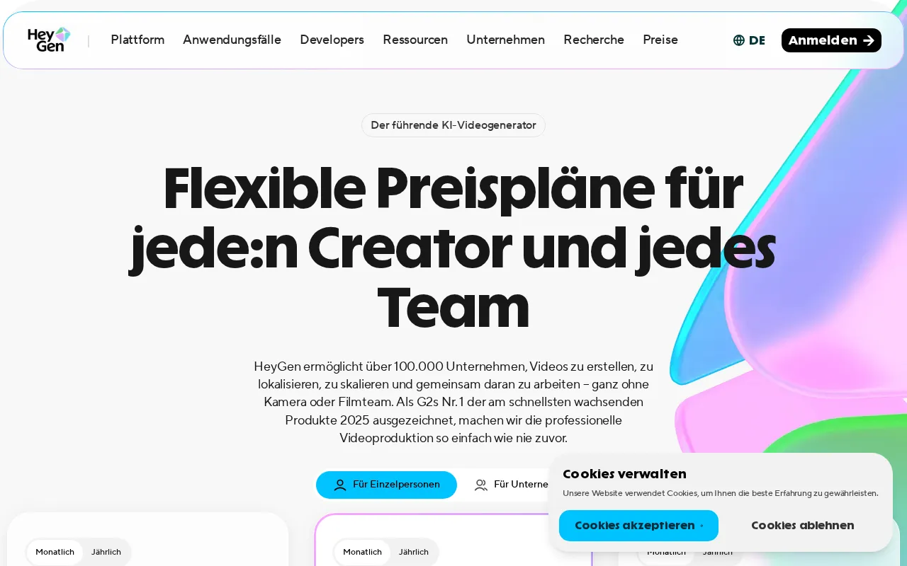 HeyGen — pricing page