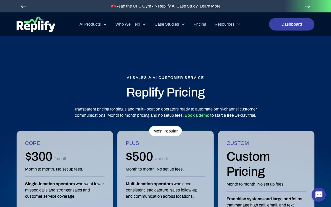 Replify — pricing page