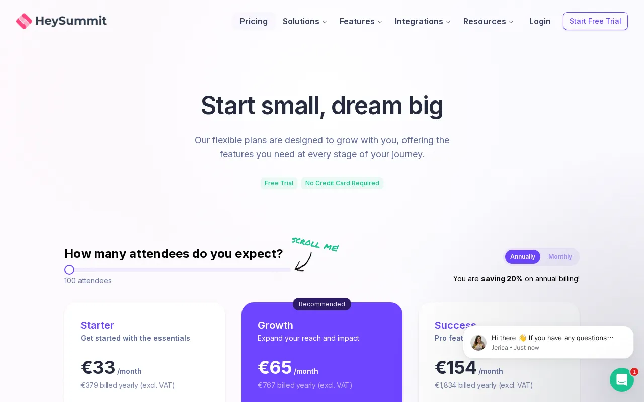 Heysummit — pricing page