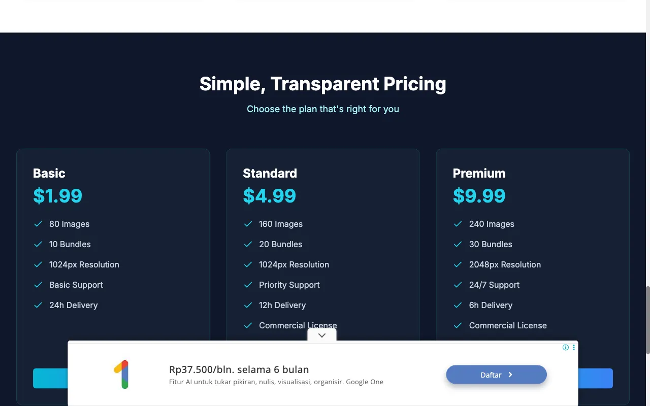Hidden Logo — pricing page