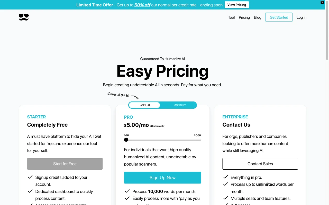 HideMyAI — pricing page
