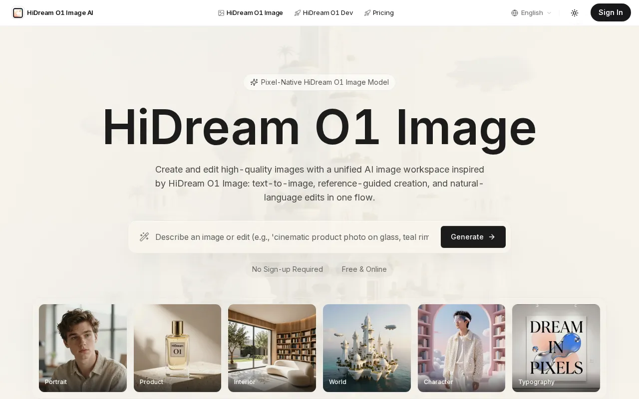 HiDream O1 Image — preview screenshot