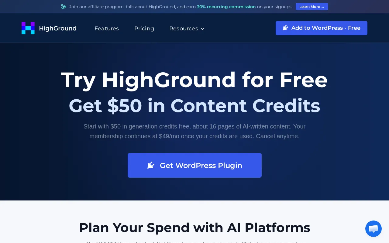 HighGround — pricing page