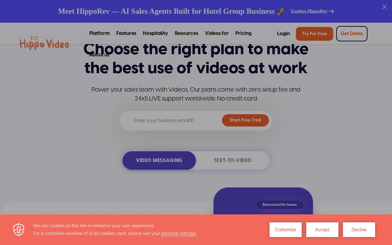 Hippo Video — pricing page