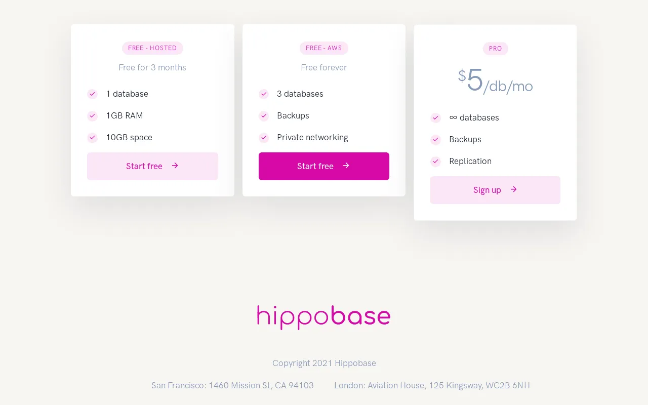 Hippobase — pricing page
