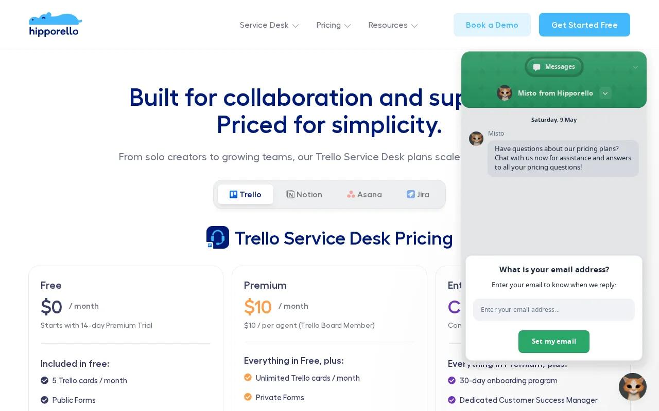 Hipporello — pricing page